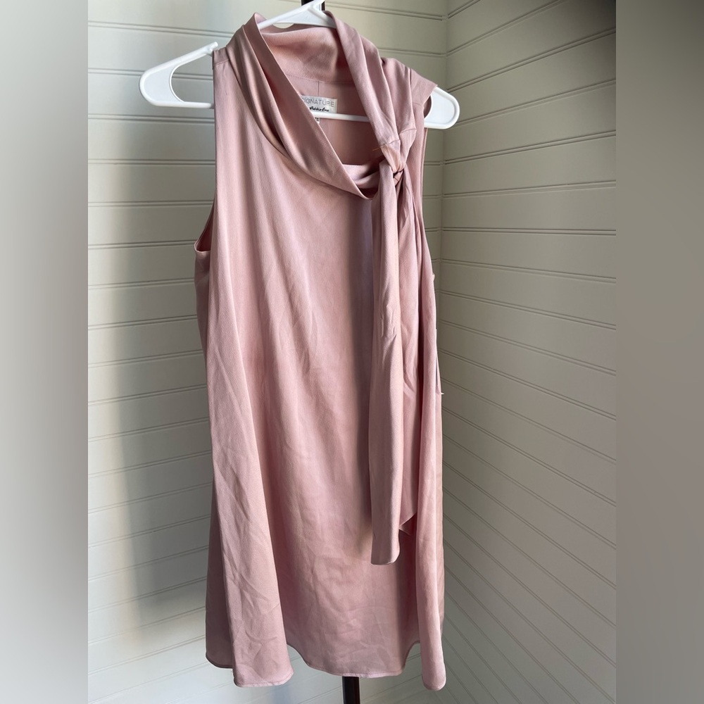 NWT Signature by Robbie Bee Pink Tie Front Sheath Mini Dress
